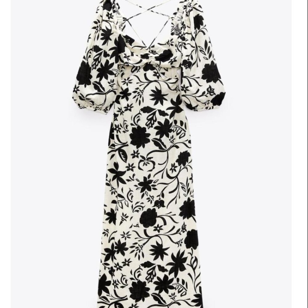 Zara Floral Print Cut Out Dress